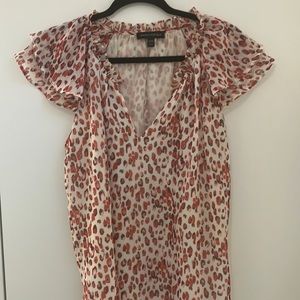 2/$40 BANANA REPUBLIC Red Animal Print Blouse